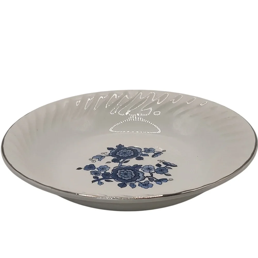 Vintage Enoch Wedgwood‎ Berry Bowl Ironstone Royal Blue Silver Made In England